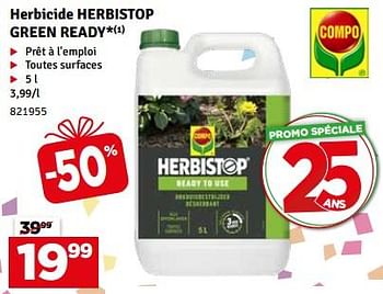 Promotions Herbicide herbistop green ready - Compo - Valide de 23/04/2024 à 05/05/2024 chez Mr. Bricolage
