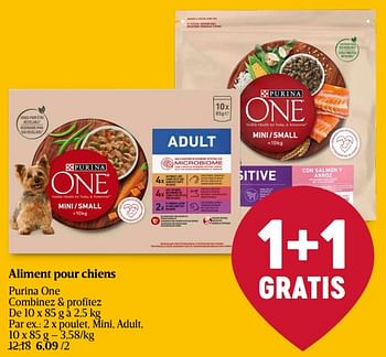 Promotions Aliment pour chiens poulet, mini, adult - Purina - Valide de 25/04/2024 à 01/05/2024 chez Delhaize
