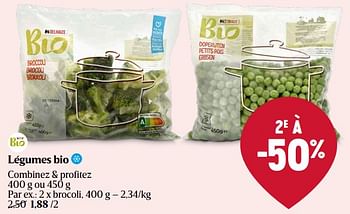 Promoties Légumes bio brocoli - Huismerk - Delhaize - Geldig van 25/04/2024 tot 01/05/2024 bij Delhaize