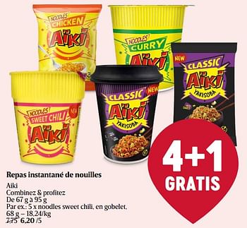 Promoties Noodles sweet chili, en gobelet - Aiki - Geldig van 25/04/2024 tot 01/05/2024 bij Delhaize