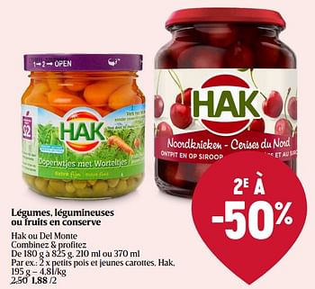 Promoties Petits pois et jeunes carottes, hak - Hak - Geldig van 25/04/2024 tot 01/05/2024 bij Delhaize