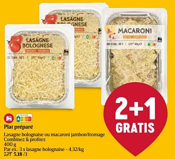 Promoties Plat préparé lasagne bolognaise - Huismerk - Delhaize - Geldig van 25/04/2024 tot 01/05/2024 bij Delhaize