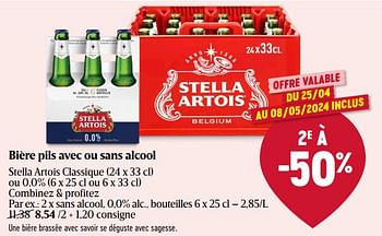 Promoties Bière pils sans alcool - Stella Artois - Geldig van 25/04/2024 tot 01/05/2024 bij Delhaize