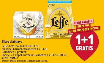 Promotions Tripel karmeliet, canettes - TRipel Karmeliet - Valide de 25/04/2024 à 01/05/2024 chez Delhaize