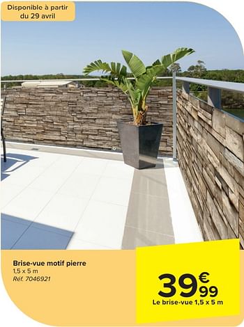 Promoties Brise-vue motif pierre - Huismerk - Carrefour  - Geldig van 24/04/2024 tot 06/05/2024 bij Carrefour