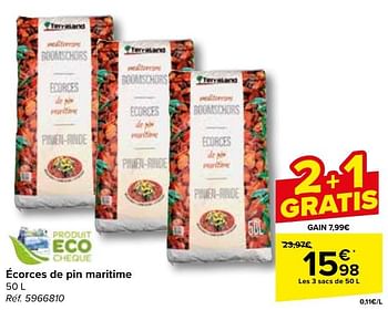 Promoties Écorces de pin maritime - Terraland - Geldig van 24/04/2024 tot 06/05/2024 bij Carrefour