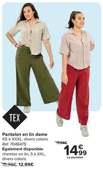 Promoties Pantalon en lin dame - Tex - Geldig van 24/04/2024 tot 06/05/2024 bij Carrefour