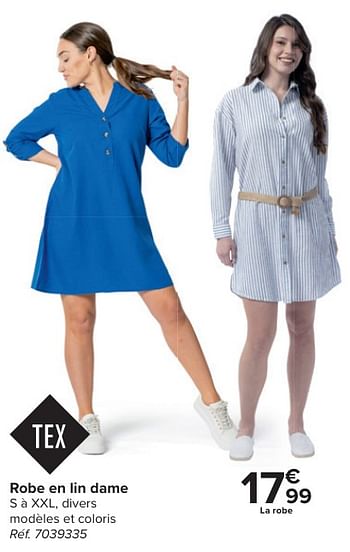 Promotions Robe en lin dame - Tex - Valide de 24/04/2024 à 06/05/2024 chez Carrefour