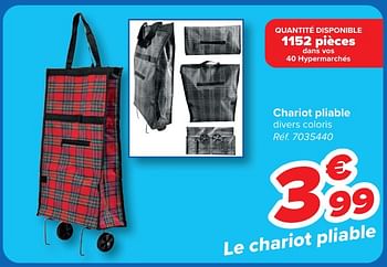 Promotions Chariot pliable - Produit maison - Carrefour  - Valide de 24/04/2024 à 06/05/2024 chez Carrefour