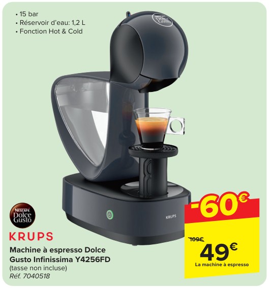 Promoties Krups machine à espresso dolce gusto infinissima y4256fd - Krups - Geldig van 24/04/2024 tot 06/05/2024 bij Carrefour