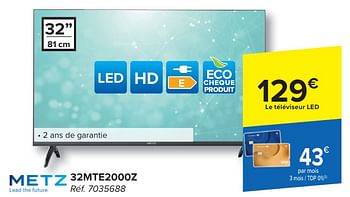Promoties Metz led tv 32mte2000z - Metz - Geldig van 24/04/2024 tot 06/05/2024 bij Carrefour