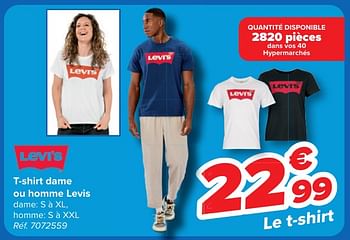 Promoties T-shirt dame ou homme levis - Levis - Geldig van 24/04/2024 tot 06/05/2024 bij Carrefour