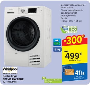 Promoties Whirlpool sèche-linge fftm229x2bbe - Whirlpool - Geldig van 24/04/2024 tot 06/05/2024 bij Carrefour