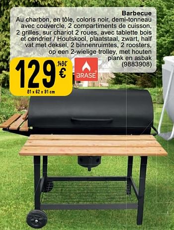 Promotions Barbecue au charbon, en tôle, coloris noir - Brase - Valide de 23/04/2024 à 06/05/2024 chez Cora
