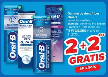 Promoties Dentifrice pro-expert protection professionnelle - Oral-B - Geldig van 24/04/2024 tot 06/05/2024 bij Carrefour