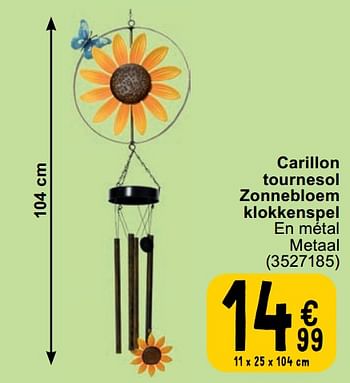 Promotions Carillon tournesol zonnebloem klokkenspel - Produit maison - Cora - Valide de 23/04/2024 à 06/05/2024 chez Cora