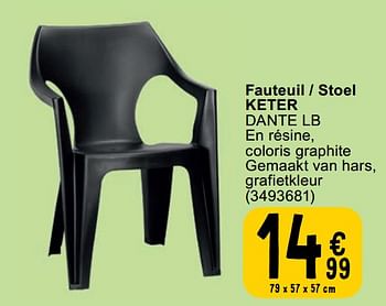 Promotions Fauteuil - stoel keter dante lb - Keter - Valide de 23/04/2024 à 06/05/2024 chez Cora