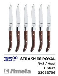 Steakmes royal rvs - hout-Amefa