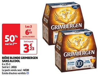 Promoties Bière blonde grimbergen sans alcool - Grimbergen - Geldig van 23/04/2024 tot 29/04/2024 bij Auchan