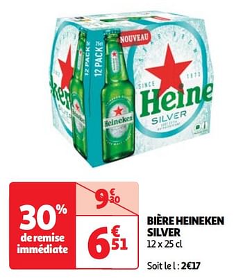 Promoties Bière heineken silver - Heineken - Geldig van 23/04/2024 tot 29/04/2024 bij Auchan