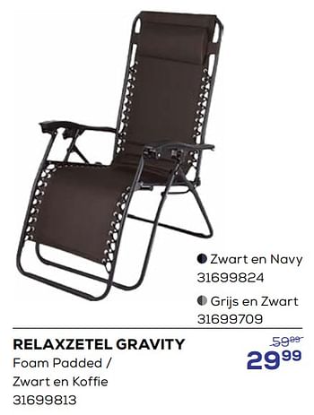 Promoties Relaxzetel gravity - Huismerk - Supra Bazar - Geldig van 18/04/2024 tot 16/05/2024 bij Supra Bazar