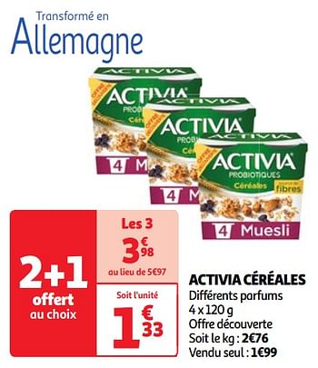 Promotions Activia céréales - Danone - Valide de 23/04/2024 à 29/04/2024 chez Auchan Ronq