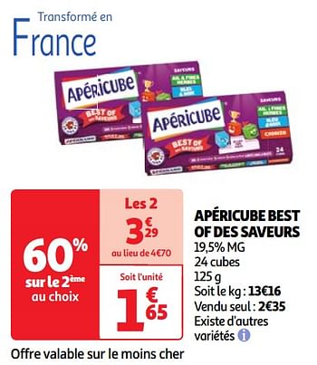 Promoties Apéricube best of des saveurs - Apericube - Geldig van 23/04/2024 tot 29/04/2024 bij Auchan
