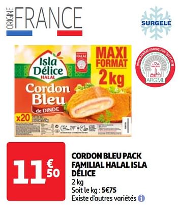 Promoties Cordon bleu pack familial halal isla délice - Isla Delice - Geldig van 23/04/2024 tot 29/04/2024 bij Auchan