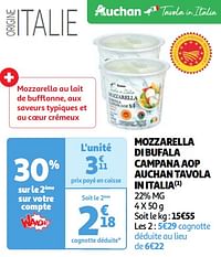 Mozzarella di bufala campana aop auchan tavola in italia-Huismerk - Auchan
