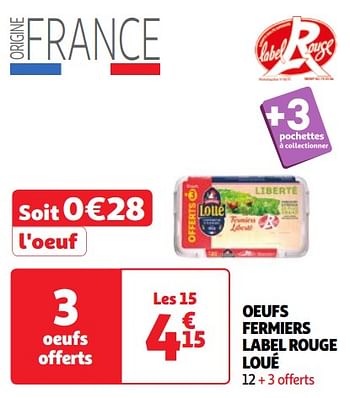 Promoties Oeufs fermiers label rouge loué - Loue - Geldig van 23/04/2024 tot 29/04/2024 bij Auchan