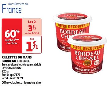 Promoties Rillettes du mans bordeau chesnel - Bordeau Chesnel - Geldig van 23/04/2024 tot 29/04/2024 bij Auchan