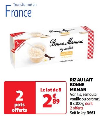 Promoties Riz au lait bonne maman - Bonne Maman - Geldig van 23/04/2024 tot 29/04/2024 bij Auchan