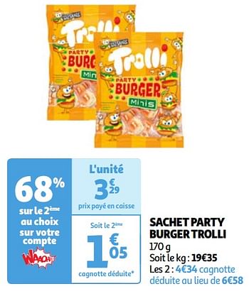 Promoties Sachet party burger trolli - Trolli - Geldig van 23/04/2024 tot 29/04/2024 bij Auchan