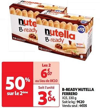 Promoties B-ready nutella ferrero - Nutella - Geldig van 23/04/2024 tot 29/04/2024 bij Auchan