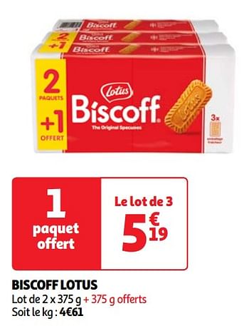 Promotions Biscoff lotus - Lotus Bakeries - Valide de 23/04/2024 à 29/04/2024 chez Auchan Ronq