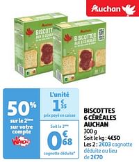 Biscottes 6 céréales auchan-Huismerk - Auchan