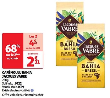 Promoties Café moulu bahia jacques vabre - Jacques Vabre - Geldig van 23/04/2024 tot 29/04/2024 bij Auchan