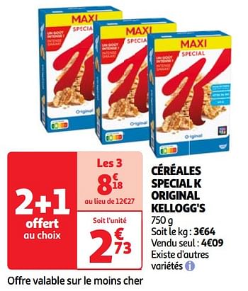 Promotions Céréales special k original kellogg`s - Kellogg's - Valide de 23/04/2024 à 29/04/2024 chez Auchan Ronq