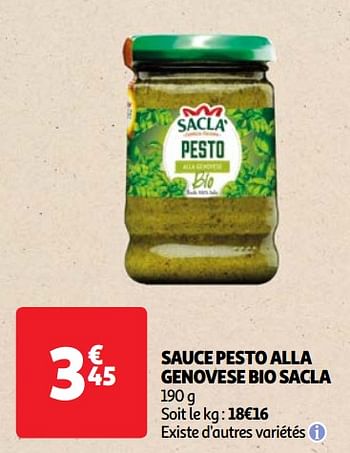 Promoties Sauce pesto alla genovese bio sacla - Sacla - Geldig van 23/04/2024 tot 29/04/2024 bij Auchan