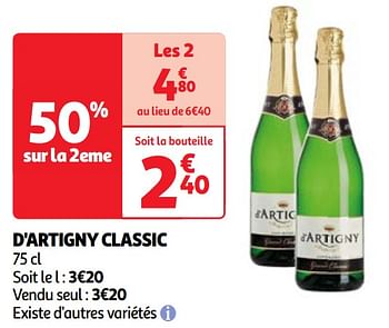 Promoties D`artigny classic - Schuimwijnen - Geldig van 23/04/2024 tot 29/04/2024 bij Auchan