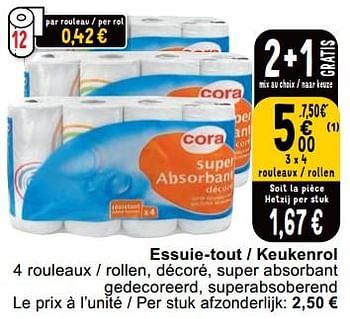 Promoties Essuie-tout - keukenrol - Huismerk - Cora - Geldig van 23/04/2024 tot 29/04/2024 bij Cora
