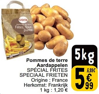 Promoties Pommes de terre aardappelen spécial frites speciaal frieten - Huismerk - Cora - Geldig van 23/04/2024 tot 29/04/2024 bij Cora