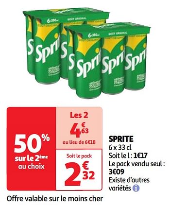 Promoties Sprite - Sprite - Geldig van 23/04/2024 tot 29/04/2024 bij Auchan
