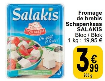 Promotions Fromage de brebis schapenkaas salakis - Salakis - Valide de 23/04/2024 à 29/04/2024 chez Cora