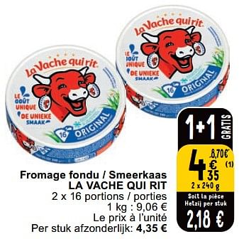 Promotions Fromage fondu - smeerkaas la vache qui rit - La Vache Qui Rit - Valide de 23/04/2024 à 29/04/2024 chez Cora