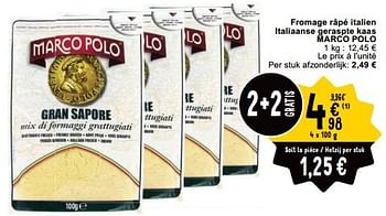 Promoties Fromage râpé italien italiaanse geraspte kaas marco polo - Marc O'Polo - Geldig van 23/04/2024 tot 29/04/2024 bij Cora