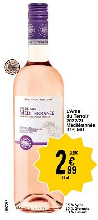 Promotions L’âme du terroir 2022-23 méditérannée - Vins rosé - Valide de 23/04/2024 à 29/04/2024 chez Cora