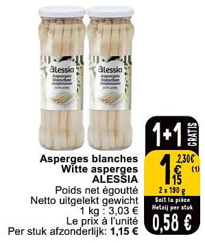 Promotions Asperges blanches witte asperges alessia - Alessia - Valide de 23/04/2024 à 29/04/2024 chez Cora