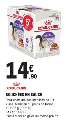Promoties Bouchées en sauce - Royal Canin - Geldig van 23/04/2024 tot 04/05/2024 bij E.Leclerc