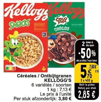 Promoties Céréales - ontbijtgranen kellogg’s - Kellogg's - Geldig van 23/04/2024 tot 29/04/2024 bij Cora